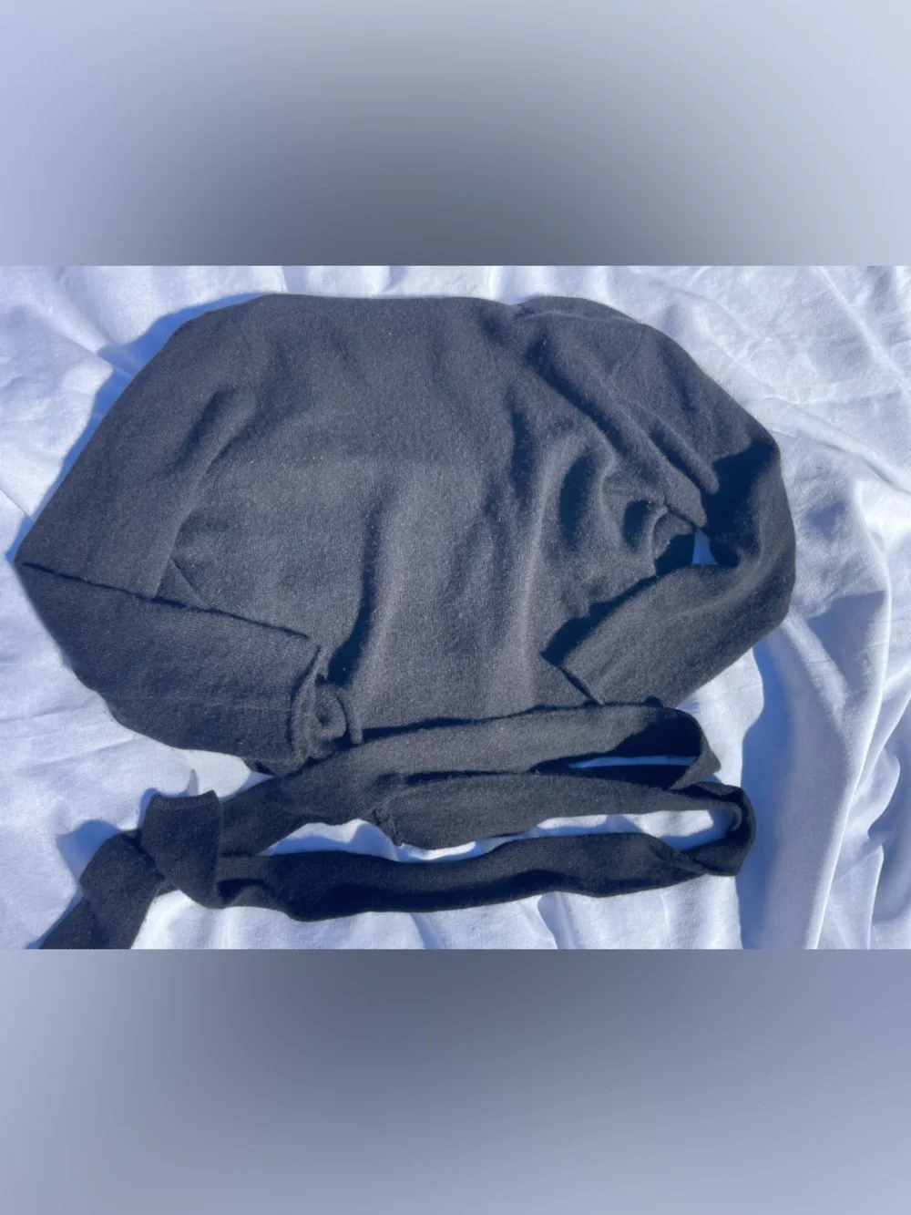 Reformation Cashmere Black Wrap Cardigan with Waist Tie - Picture 6 of 8